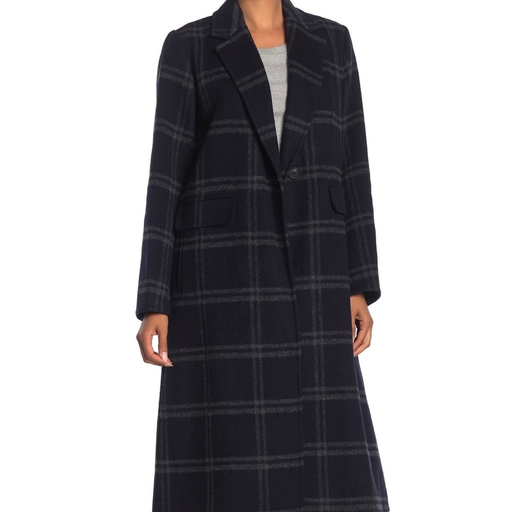 Vince - Shadow Plaid Coat Coastal Grey sz M